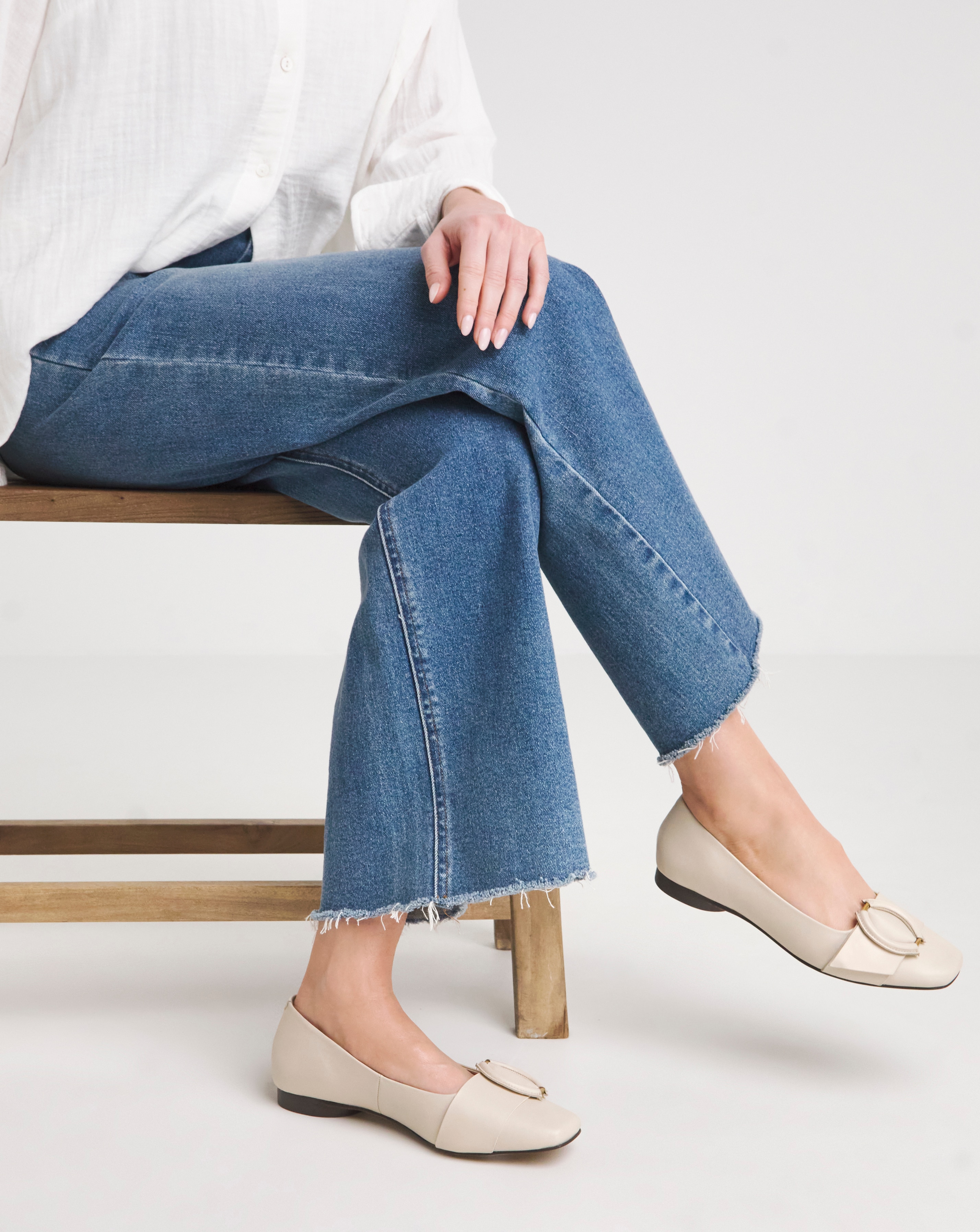 Leather Buckle Ballerina E Fit