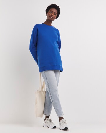 Blue Side Zip Longline Sweatshirt