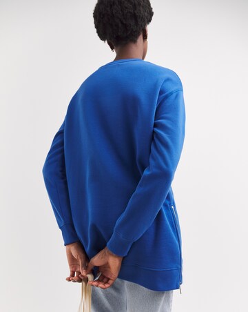 Blue Side Zip Longline Sweatshirt