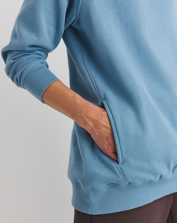 Denim Blue Side Pocket Longline Sweatshirt