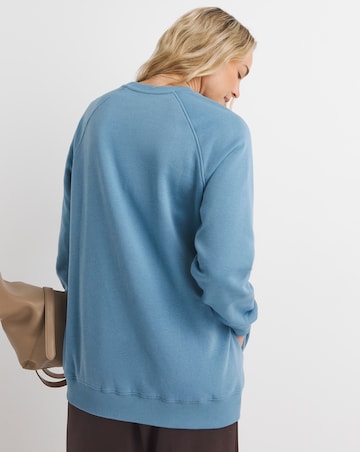 Denim Blue Side Pocket Longline Sweatshirt