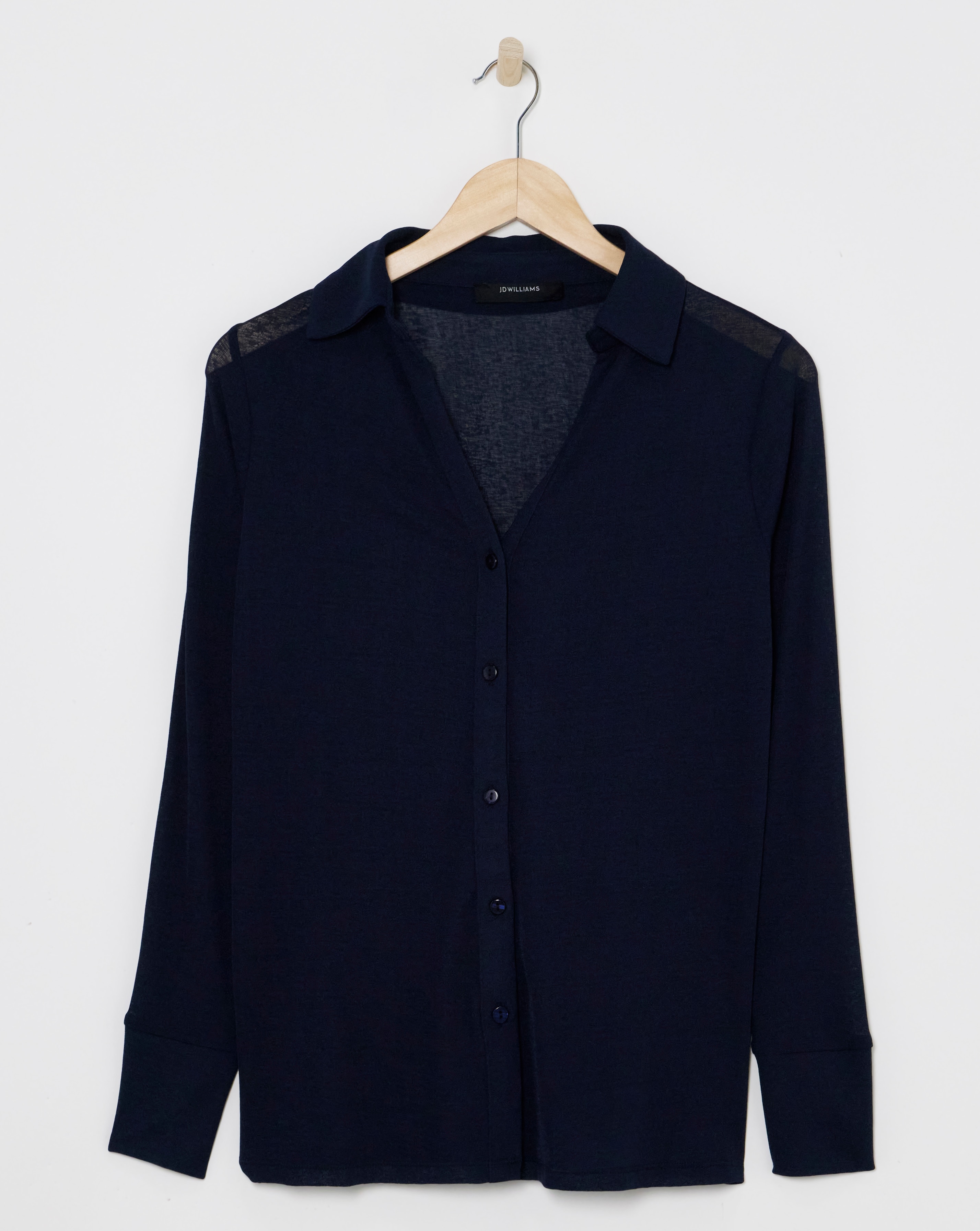 Sheer Button Through Jersey Shirt