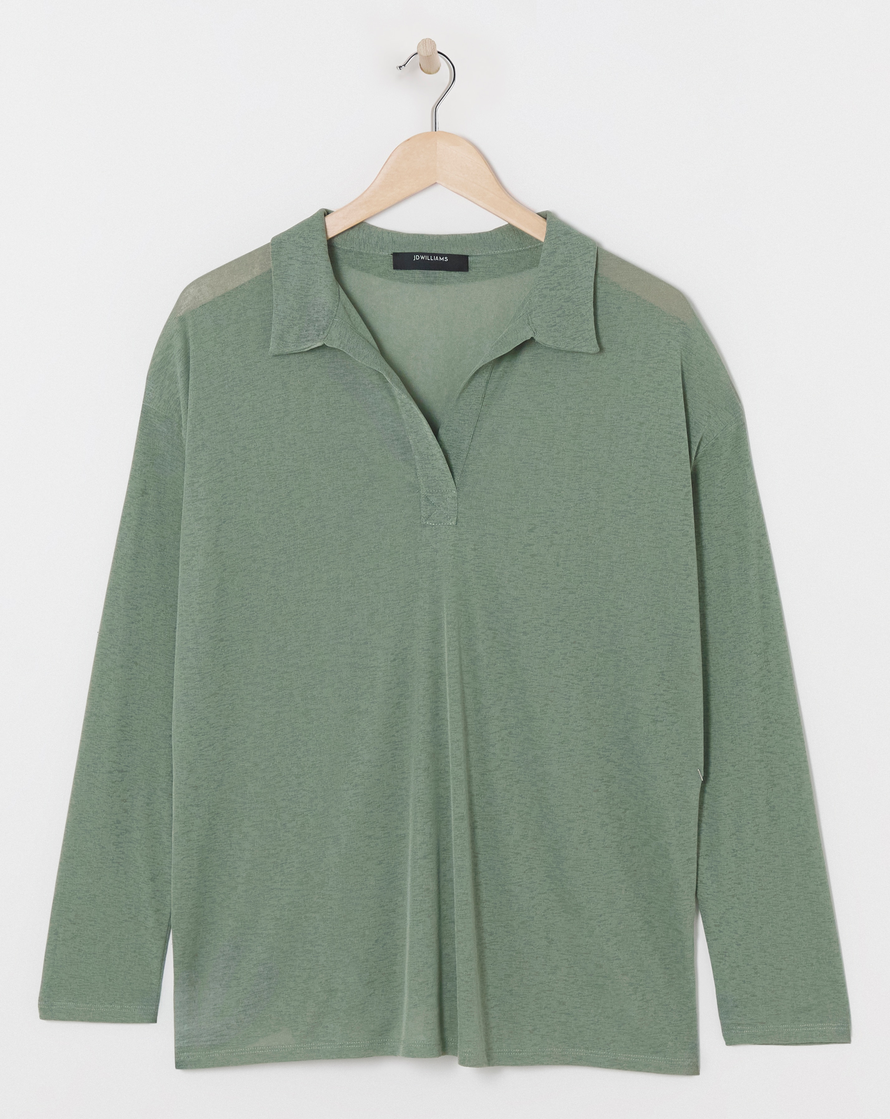 Sheer Collared Long Sleeve Top