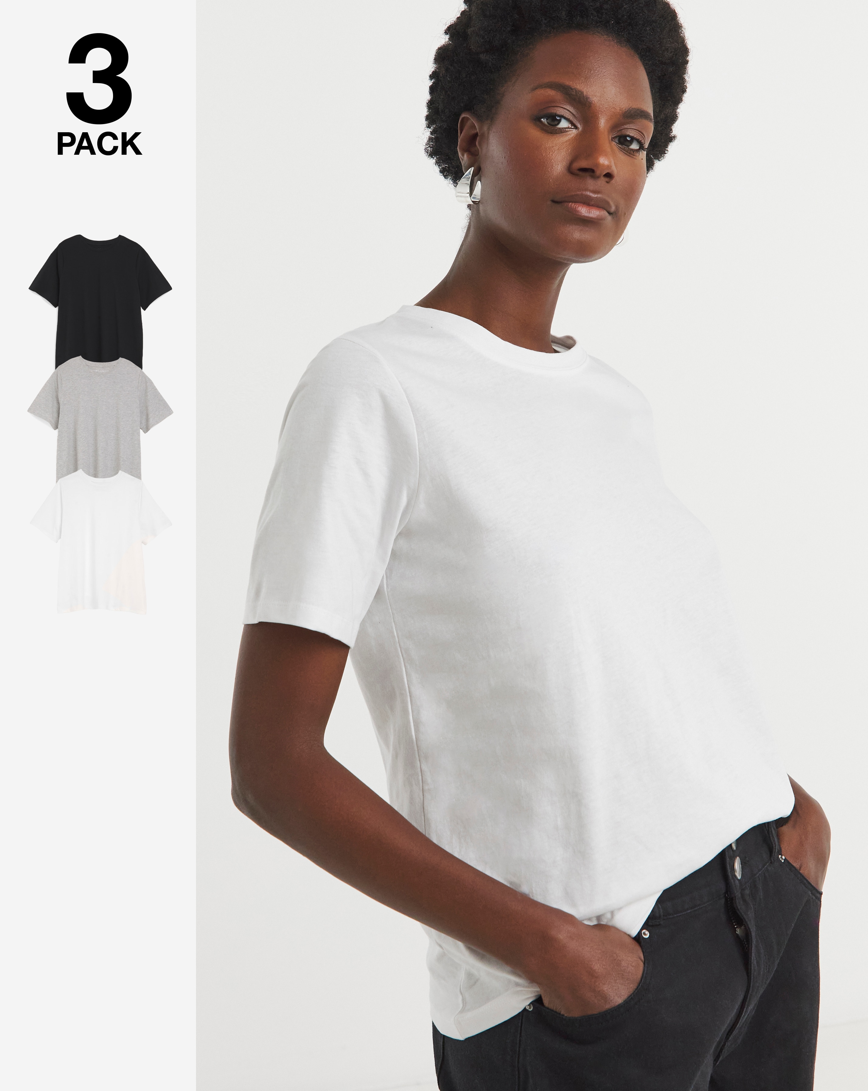 3 Pack Crew Neck Short Sleeve T-Shirt