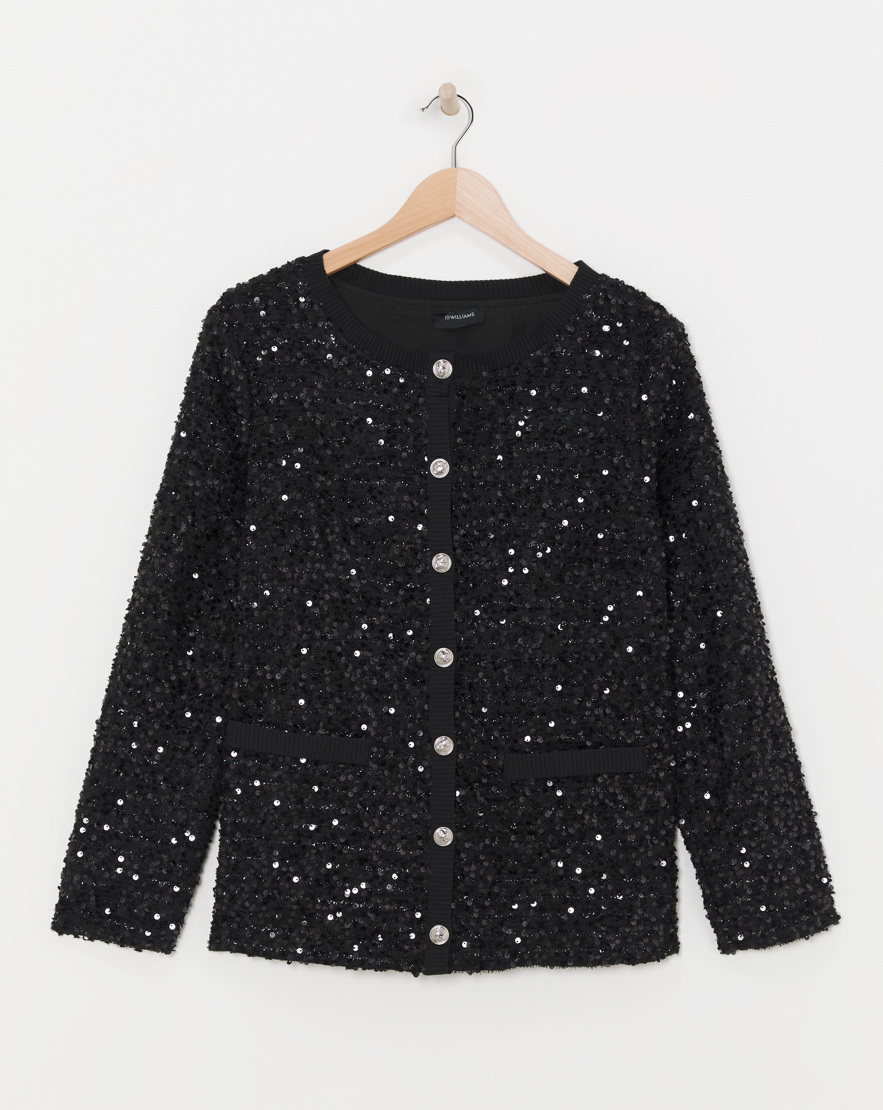 Sequin Button Front Cardigan