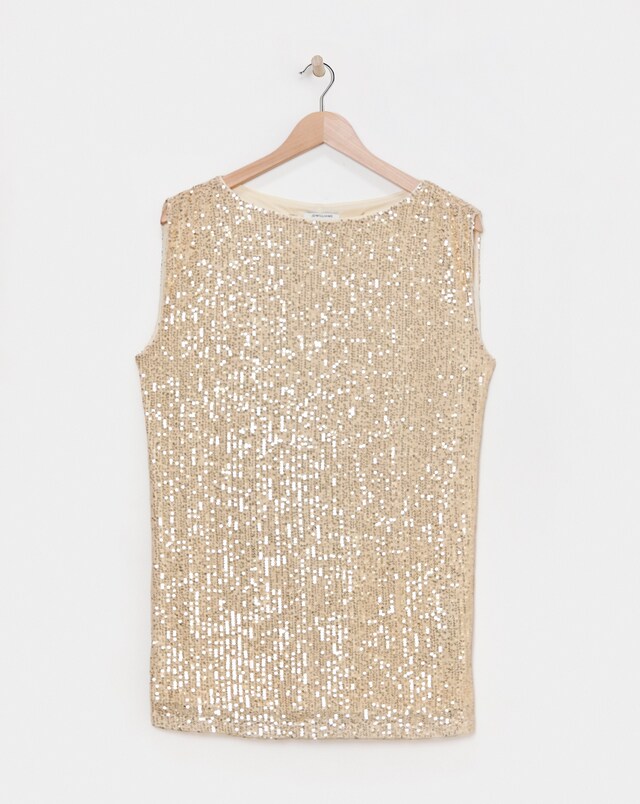 Gold Sequin Longline Tank Top - Gold