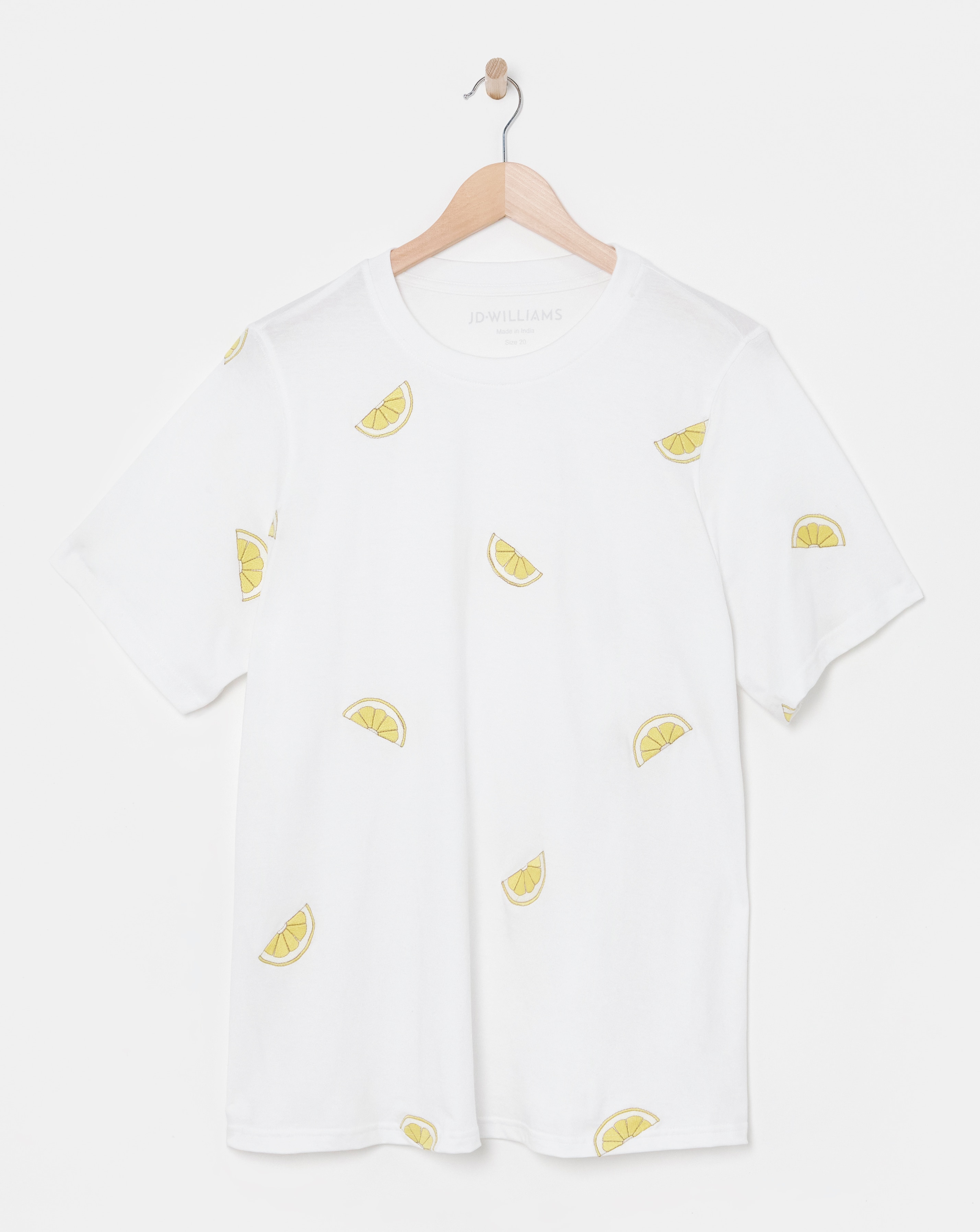 Crew Neck Lemon Embroidered T-Shirt