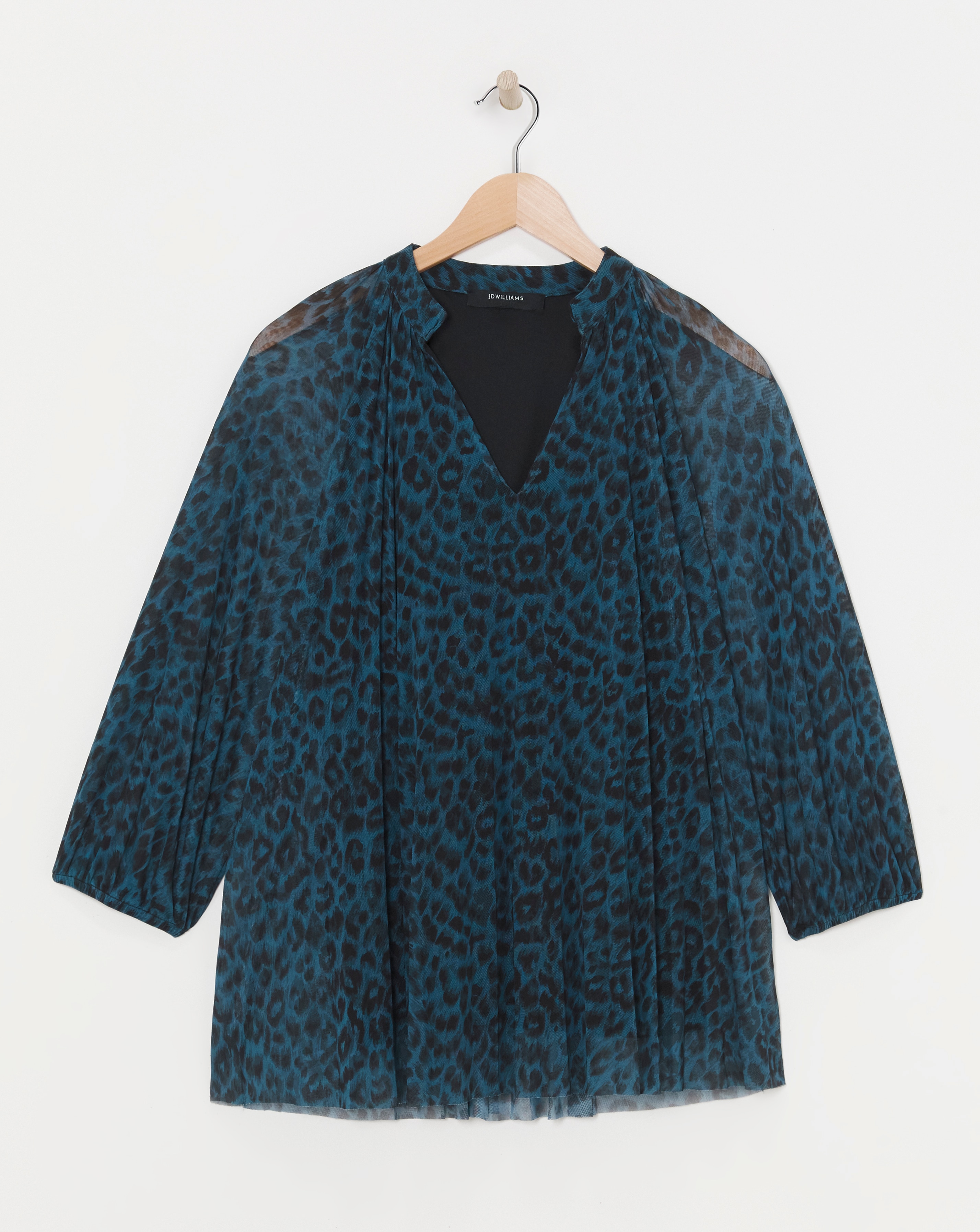 Printed V Neck Mesh Blouse