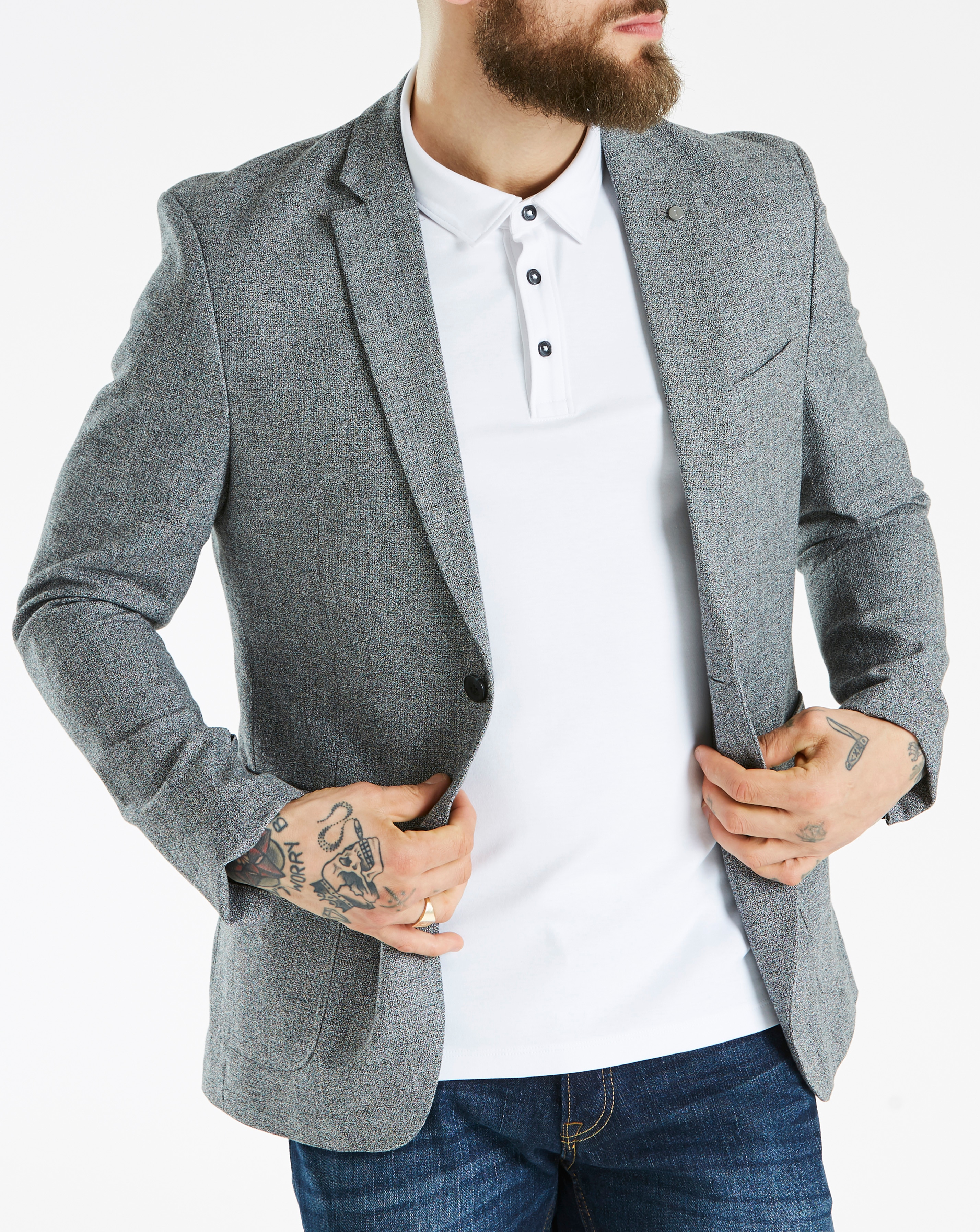 gray linen blazer