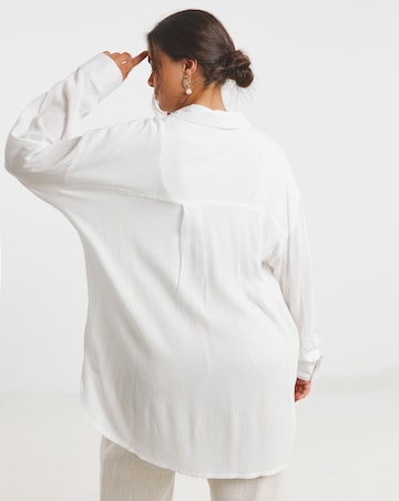 Simply Be White Long Sleeve Crinkle Shirt