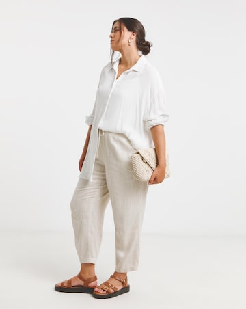 Simply Be White Long Sleeve Crinkle Shirt