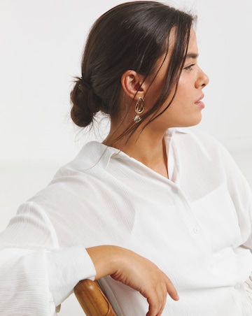 Simply Be White Long Sleeve Crinkle Shirt