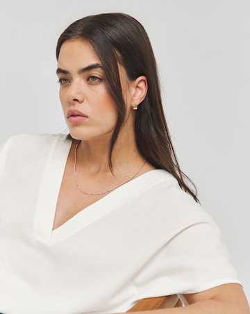 Ivory Short Sleeve V Neck Boxy Blouse