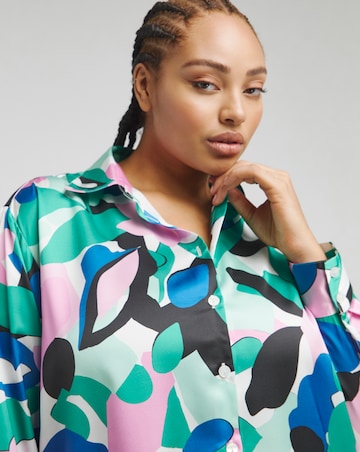 Multi Print Oversized Satin Shirt
