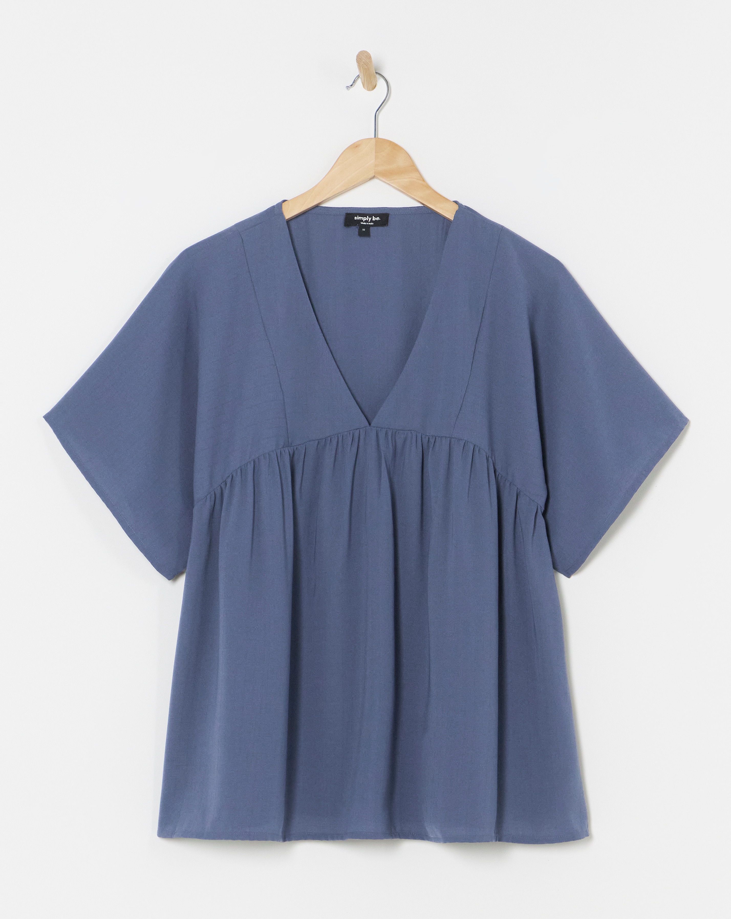 Petrol Blue V Neck Smock Top