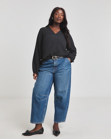 Black Long Sleeve Viscose Relaxed Blouse