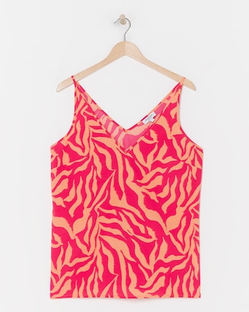 Orange and Pink Zebra Print V Neck Cami