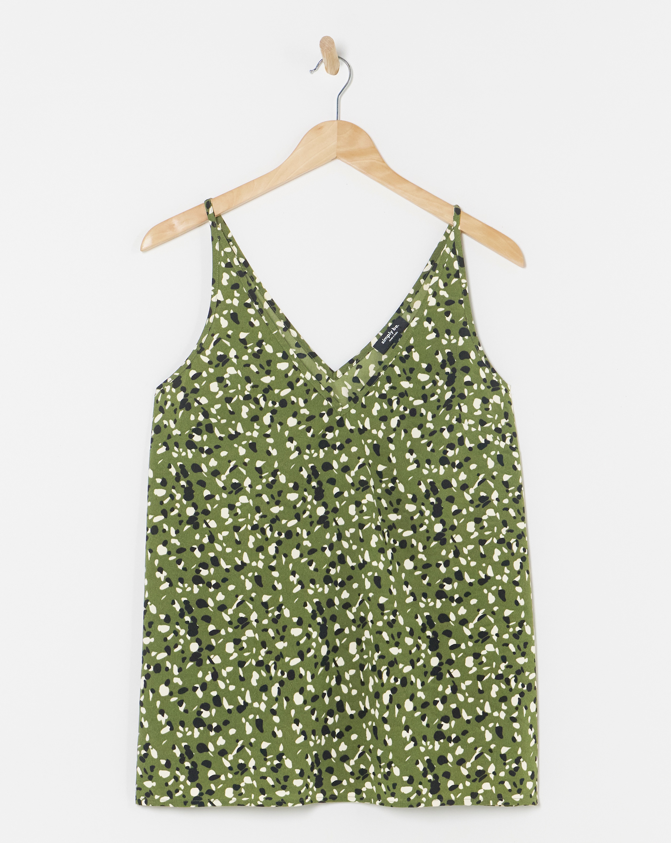 Green Print V Neck Cami
