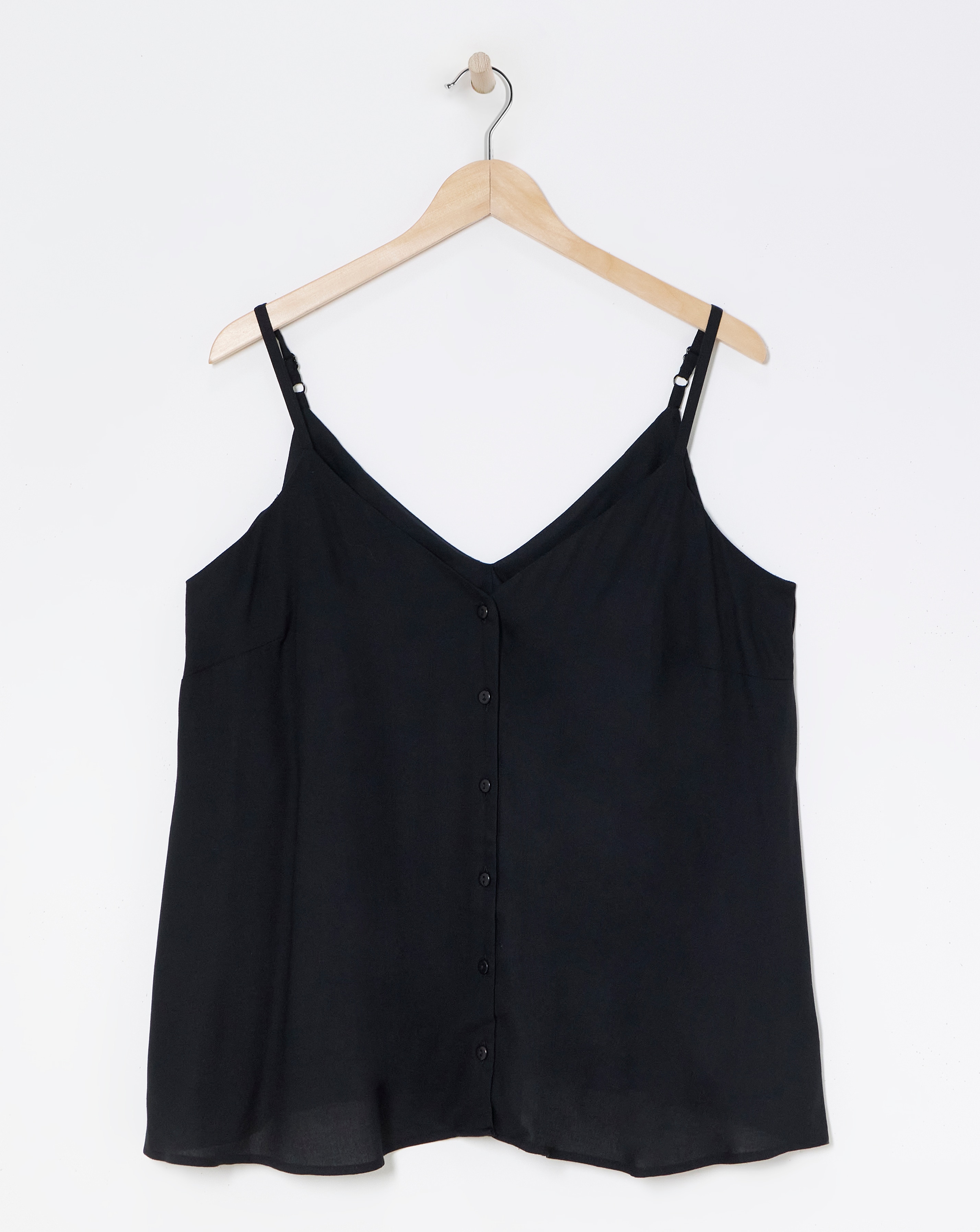 Black Button Through Viscose Cami