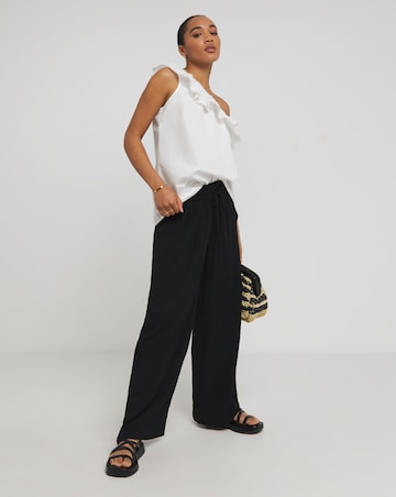 Simply Be White Broderie Asymmetric Ruffle Poplin Blouse