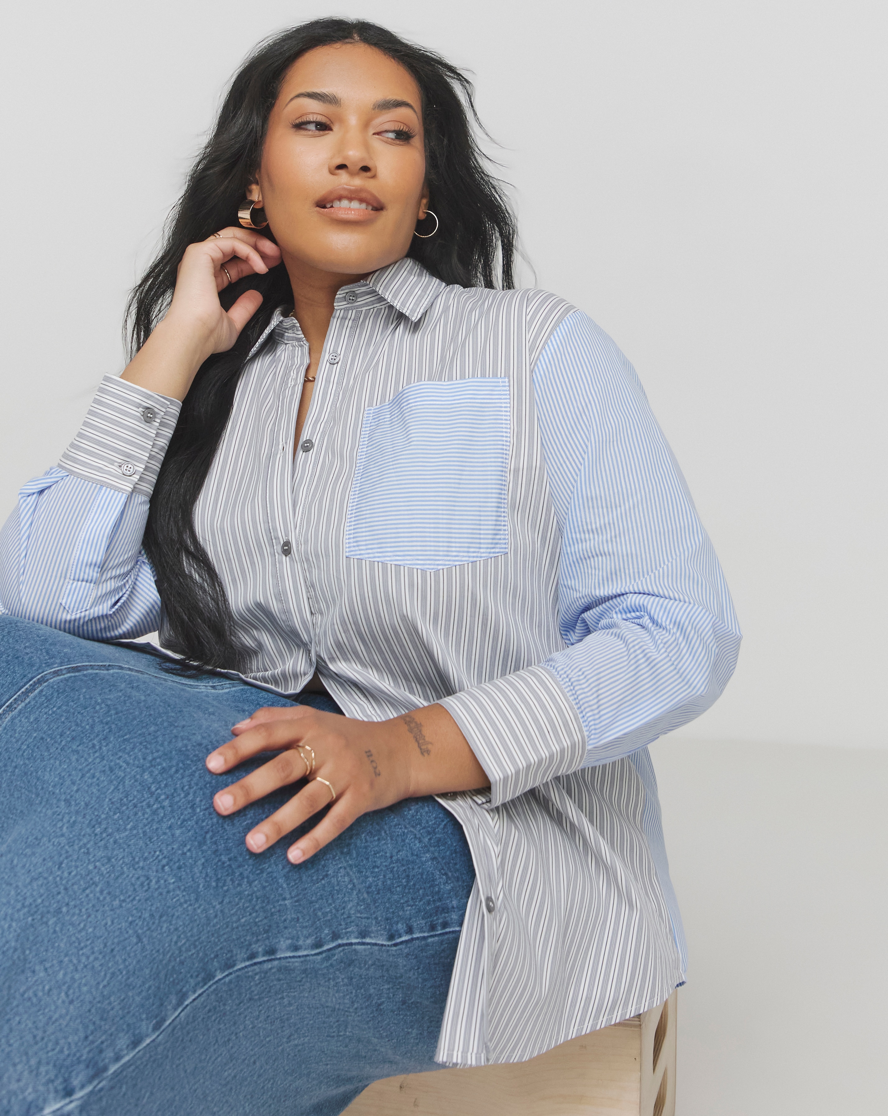 Oversized Stripe Poplin Shirt