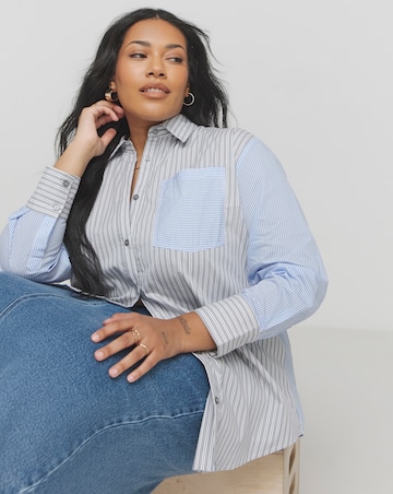 Oversized Mixed Stripe Poplin Shirt