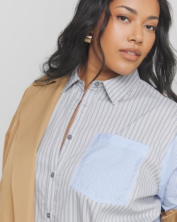 Oversized Mixed Stripe Poplin Shirt
