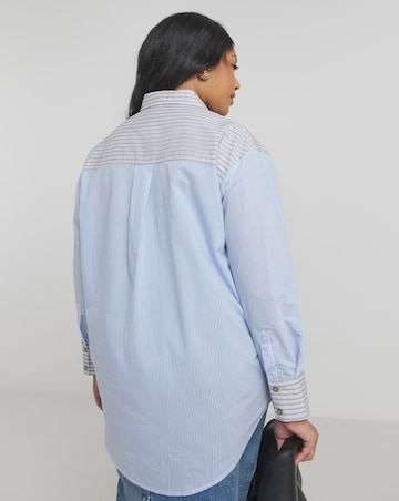 Oversized Mixed Stripe Poplin Shirt