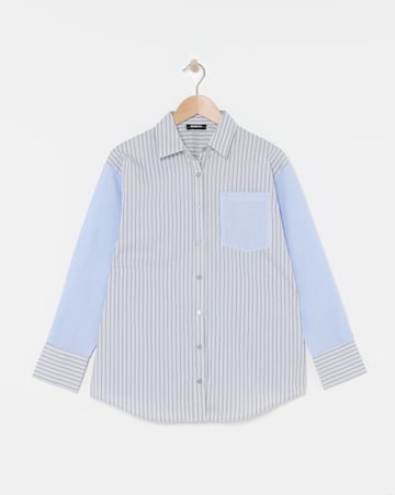 Oversized Mixed Stripe Poplin Shirt