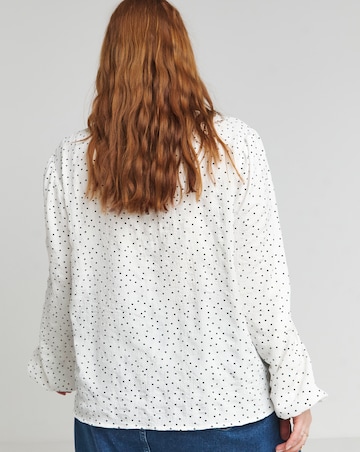 Simply Be Spot Print Tie Front Long Sleeve Blouse