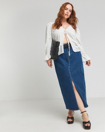 Simply Be Spot Print Tie Front Long Sleeve Blouse