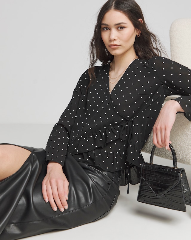 Simply Be Spot Print Sheer Wrap Blouse
