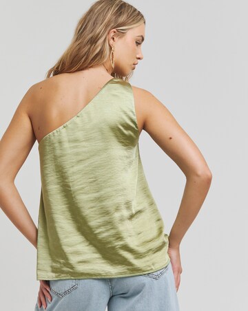 Simply Be Khaki Buckle Detail Asymmetric Shimmer Satin Blouse