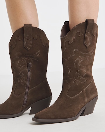 Hydra Embroidered Leather Western Boots - Extra Wide Fit (EEE) Super Curvy Calf