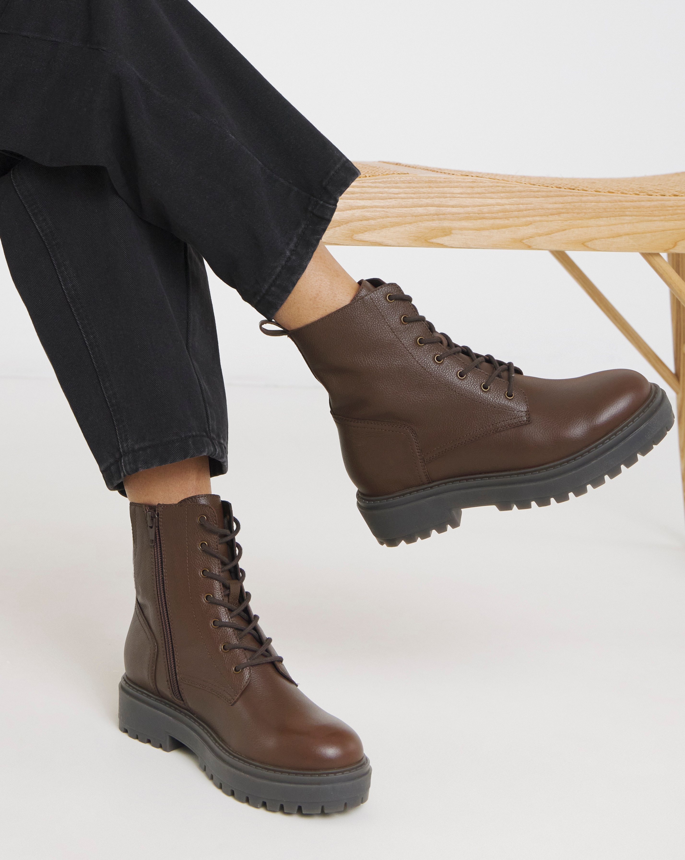 Chunky Lace Up Boot Wide