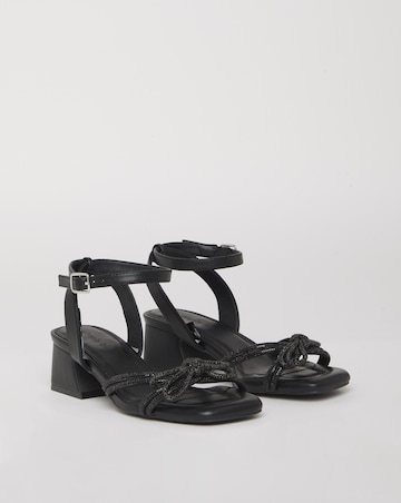 Cassia Diamante Bow Low Block Heel Sandals - Wide Fit (E)