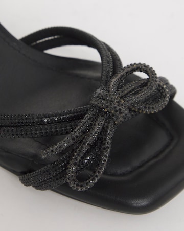 Cassia Diamante Bow Low Block Heel Sandals - Wide Fit (E)