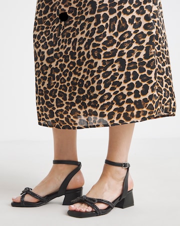 Cassia Diamante Bow Low Block Heel Sandals - Wide Fit (E)