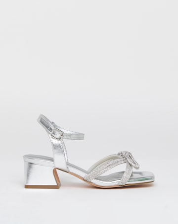 Cassia Diamante Bow Low Block Heel Sandals - Extra Wide Fit (EEE)