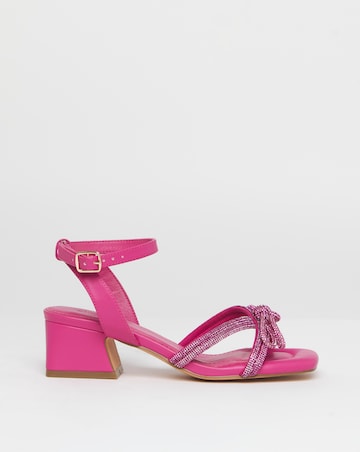 Cassia Diamante Bow Low Block Heel Sandals - Wide Fit (E)