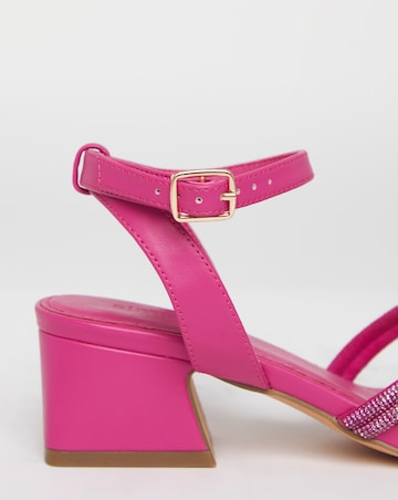 Cassia Diamante Bow Low Block Heel Sandals - Wide Fit (E)