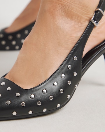 Melinda Studded Pointy Toe Slingback Shoes - Wide Fit (E)