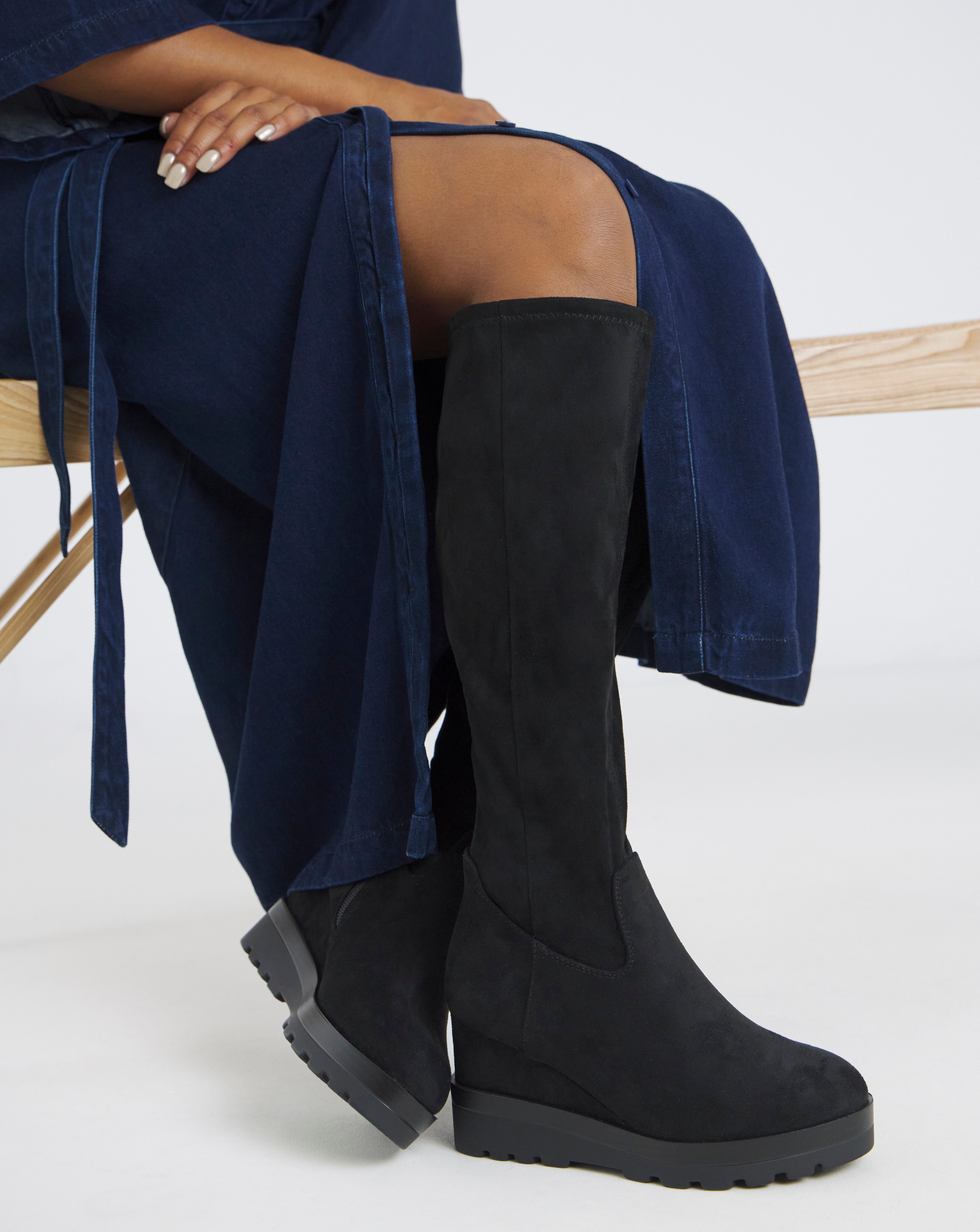 Stretch Wedge Knee High Boot Wide SC-CP