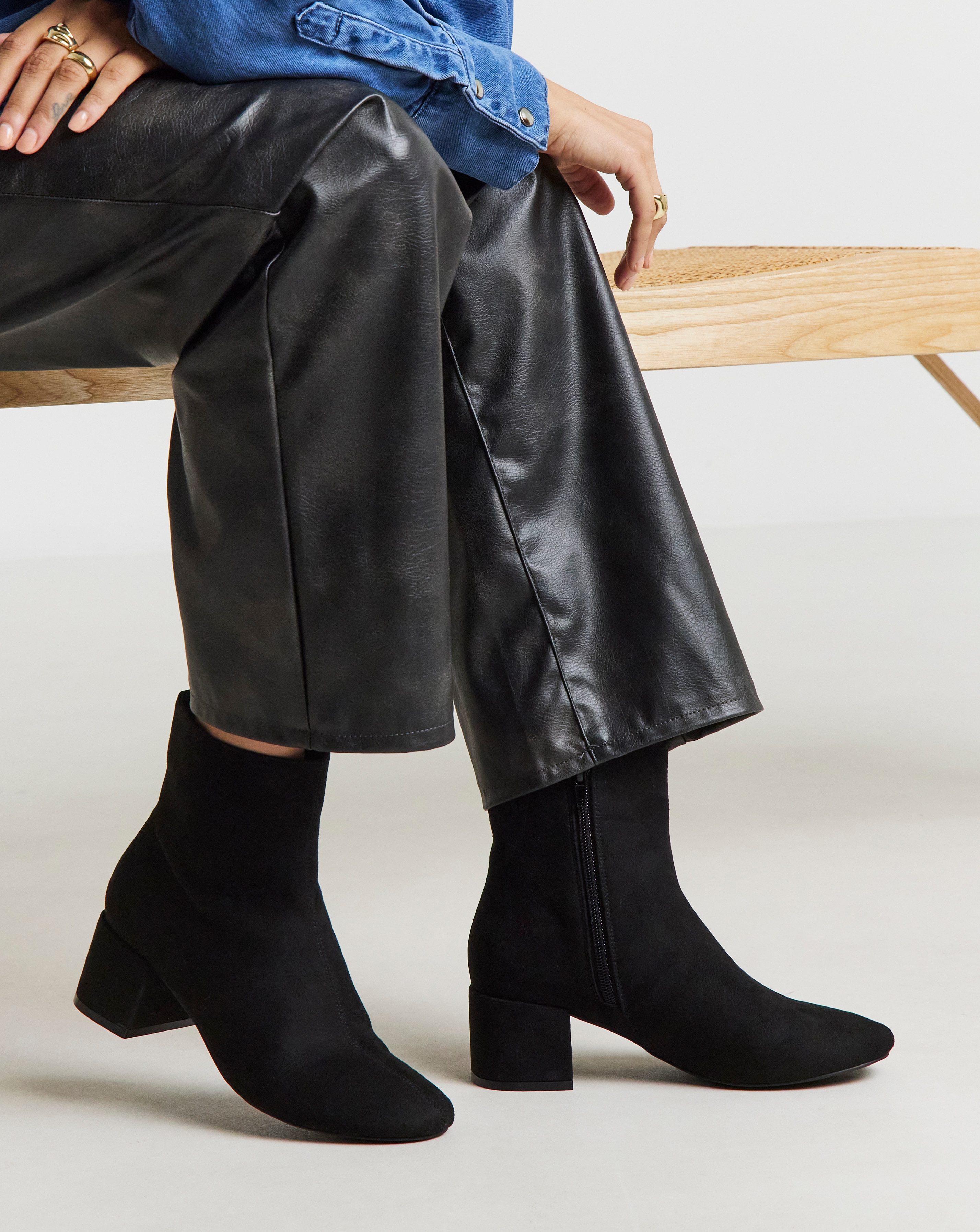 New In - Low Block Heel Ankle Boot Wide