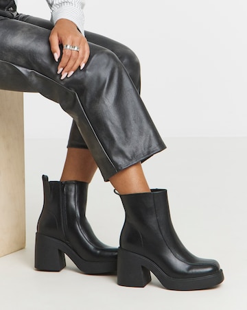 Lina Square Toe Platform Ankle Boots - Extra Wide Fit (EEE)