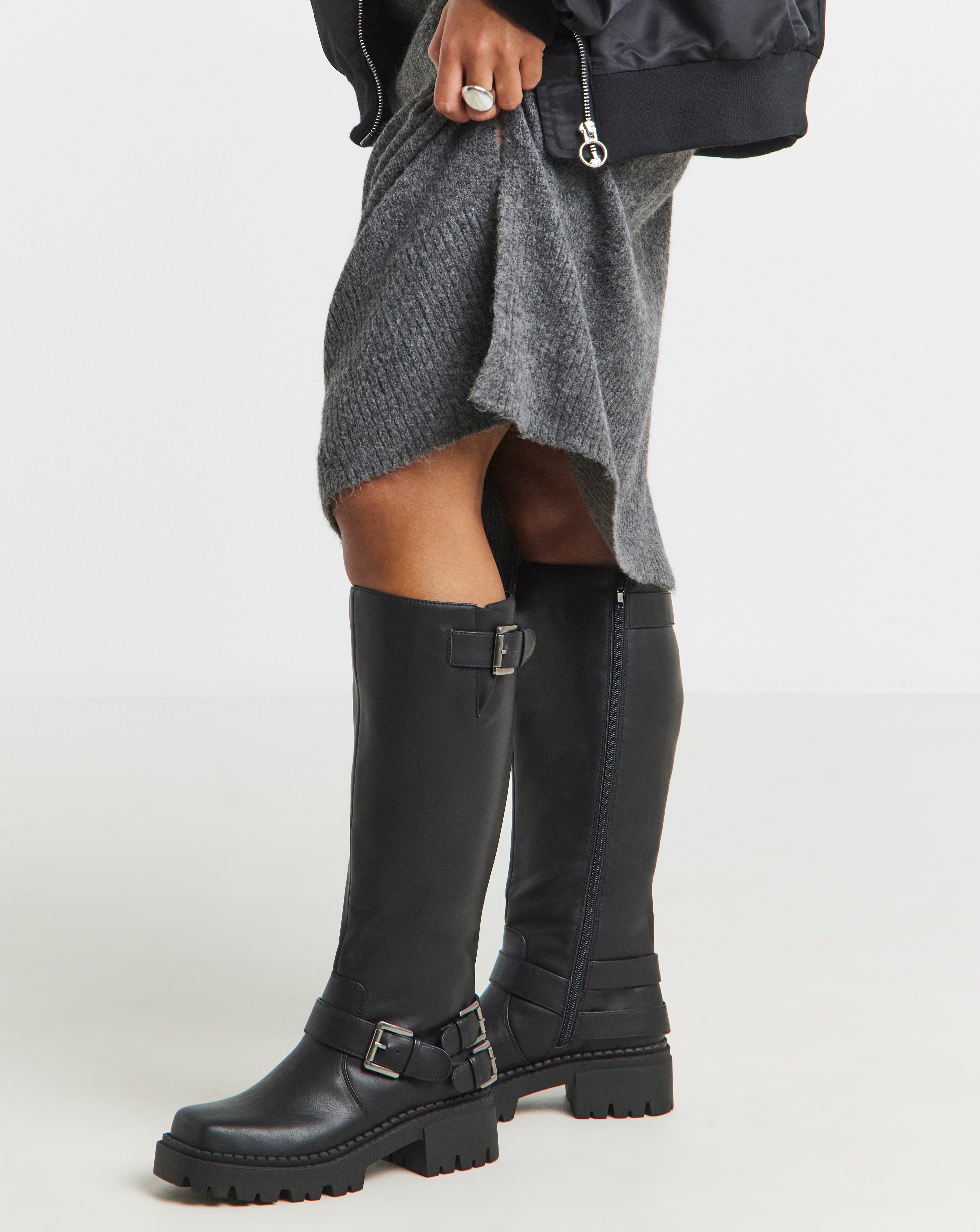 Chunky Biker Boots Extra Wide Curvy