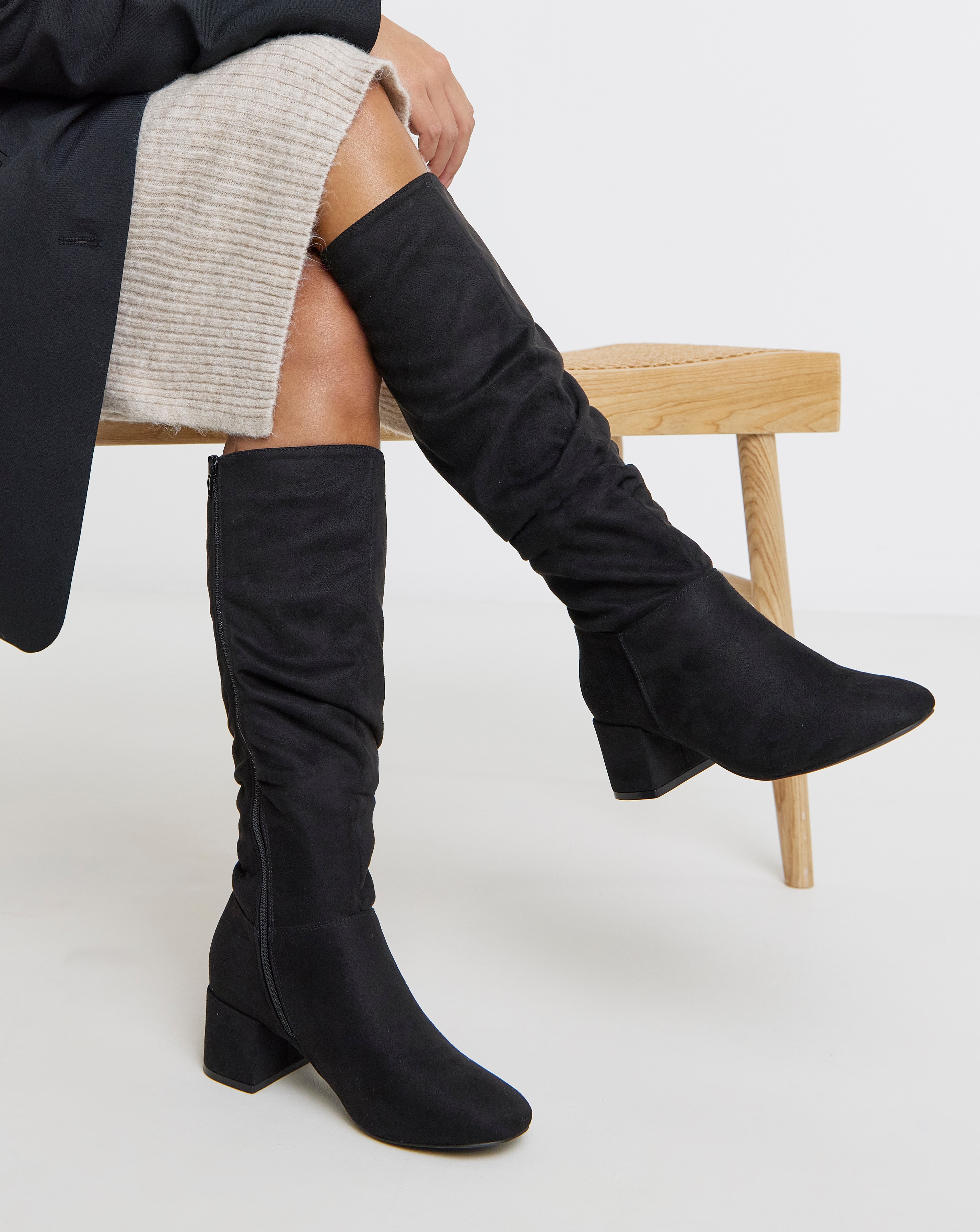 New In - Knee High Block Heel Boot Wide SC