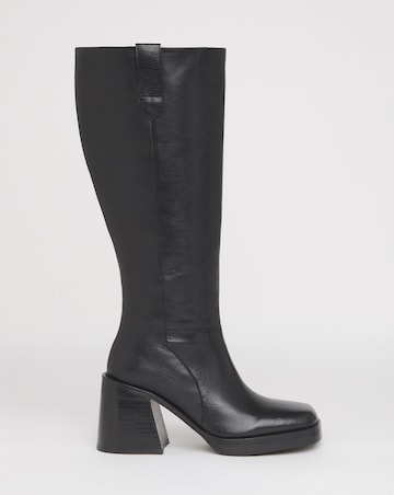 Cloudy Leather Platform Knee High Boots - Wide Fit (E) & Super Curvy Calf