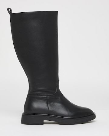 Berry Leather Knee High Riding Boots - Wide Fit (E) & Super Curvy Calf