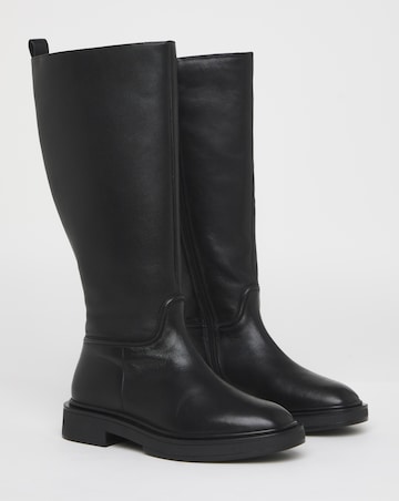 Berry Leather Knee High Riding Boots - Wide Fit (E) & Super Curvy Calf